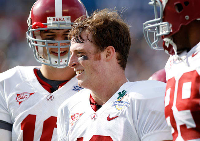 Former Alabama QB Greg McElroy (center) will work as an analyst on the soon-to-launch SEC Network.